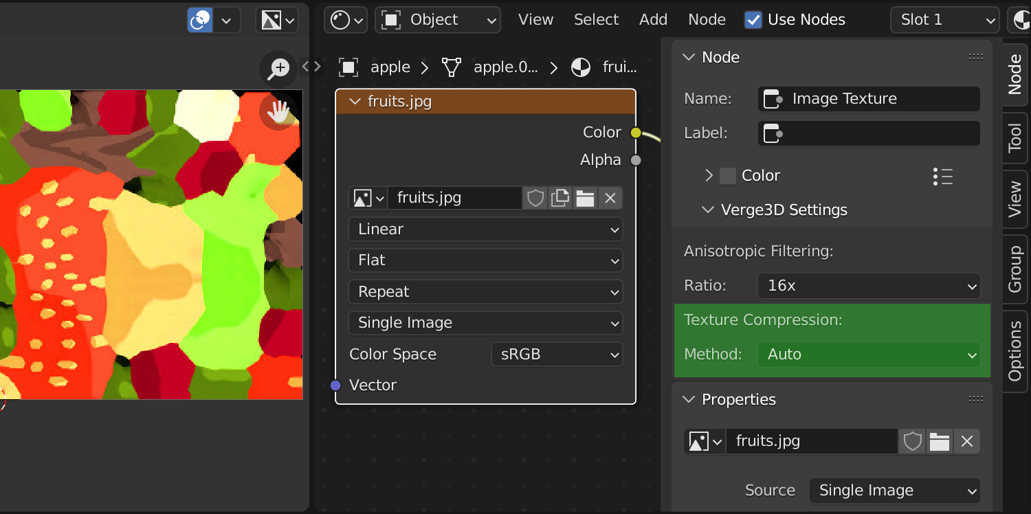 Verge3D for Blender - 为单独图片启用纹理压缩
