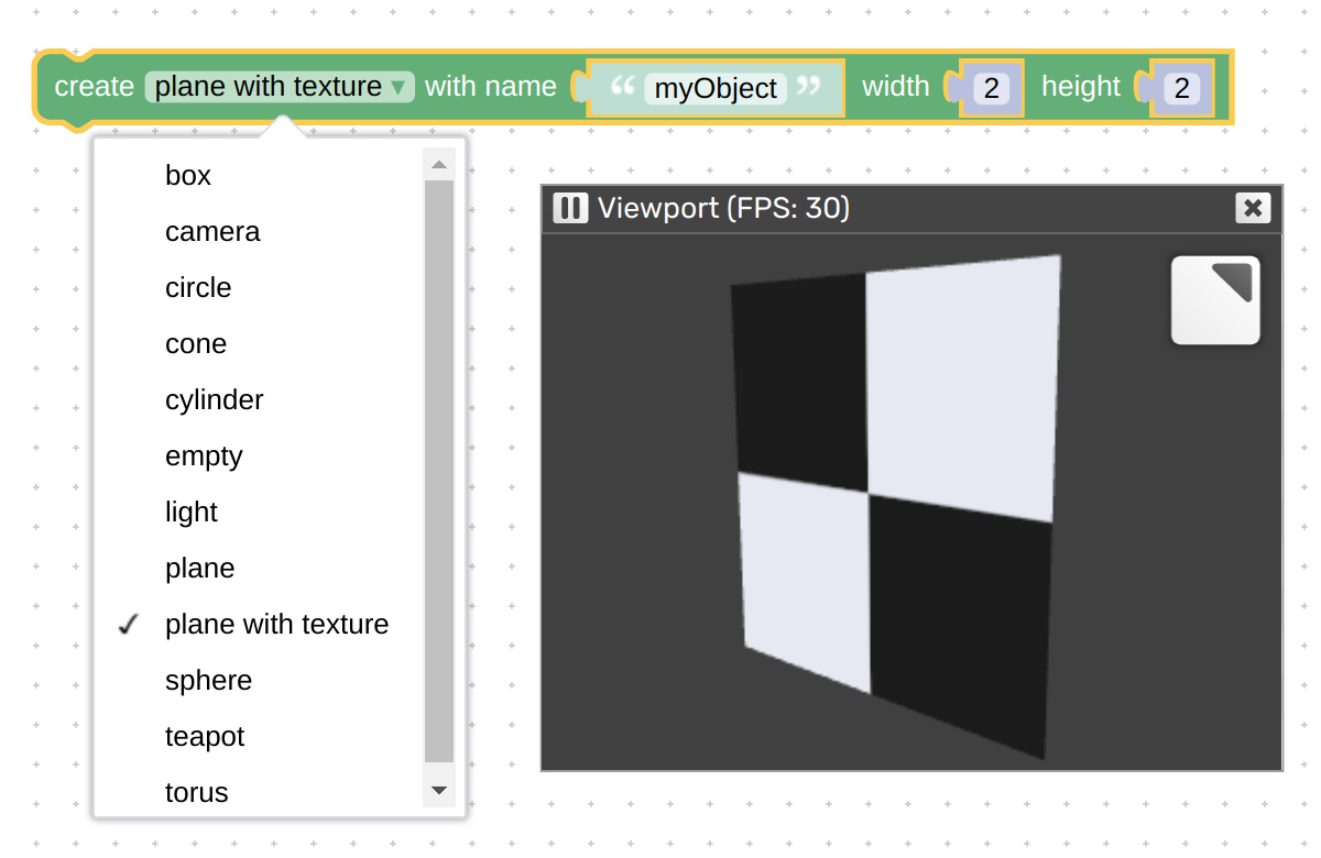 Verge3D拼图 - 创建对象拼图的预设选项：纹理平面